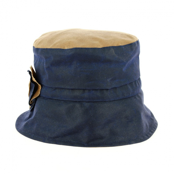 Waterproof Jazz Bucket Hat in Oiled Cotton Camel & Navy - Traclet
