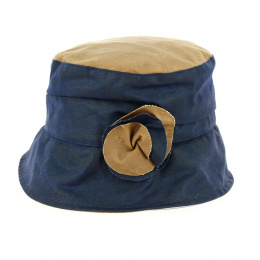 Waterproof Jazz Bucket Hat in Oiled Cotton Camel & Navy - Traclet