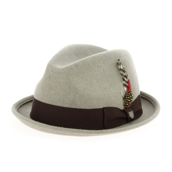 Chapeau Trilby Gain Feutre Laine Naturel Chiné - Brixton