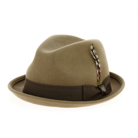 Chapeau Trilby Gain Feutre Laine Kaki/Bronze - Brixton Chapeau Trilby Gain Feutre Laine Kaki/Bronze - Brixton
