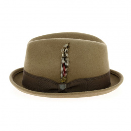 Khaki/Bronze Wool Felt Gain Trilby Hat - Brixton