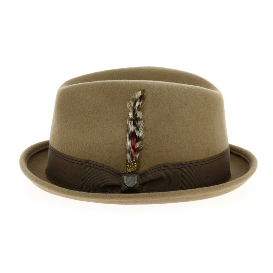 Khaki/Bronze Wool Felt Gain Trilby Hat - Brixton