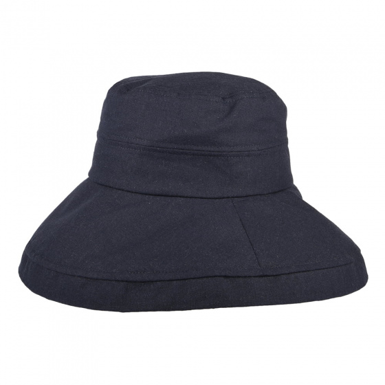 Chapeau Été en Lin Pliable bleu marine SUR LA TÊTE Chapeau Été en Lin Pliable bleu marine SUR LA TÊTE