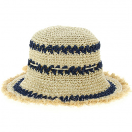 Natural & Navy Straw Hat - Traclet