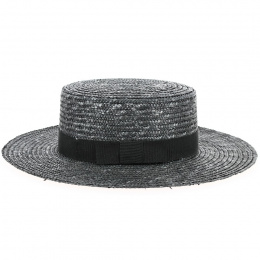 Black Straw Boater Hat Apeldoorn - TRACLET