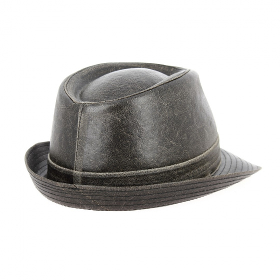 Aged Faux Leather Trilby Hat - Traclet
