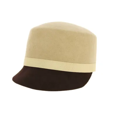 Casquette Army Feutre laine Marron & Beige - Vincent Pradier Reference : 12979 | Chapellerie Traclet