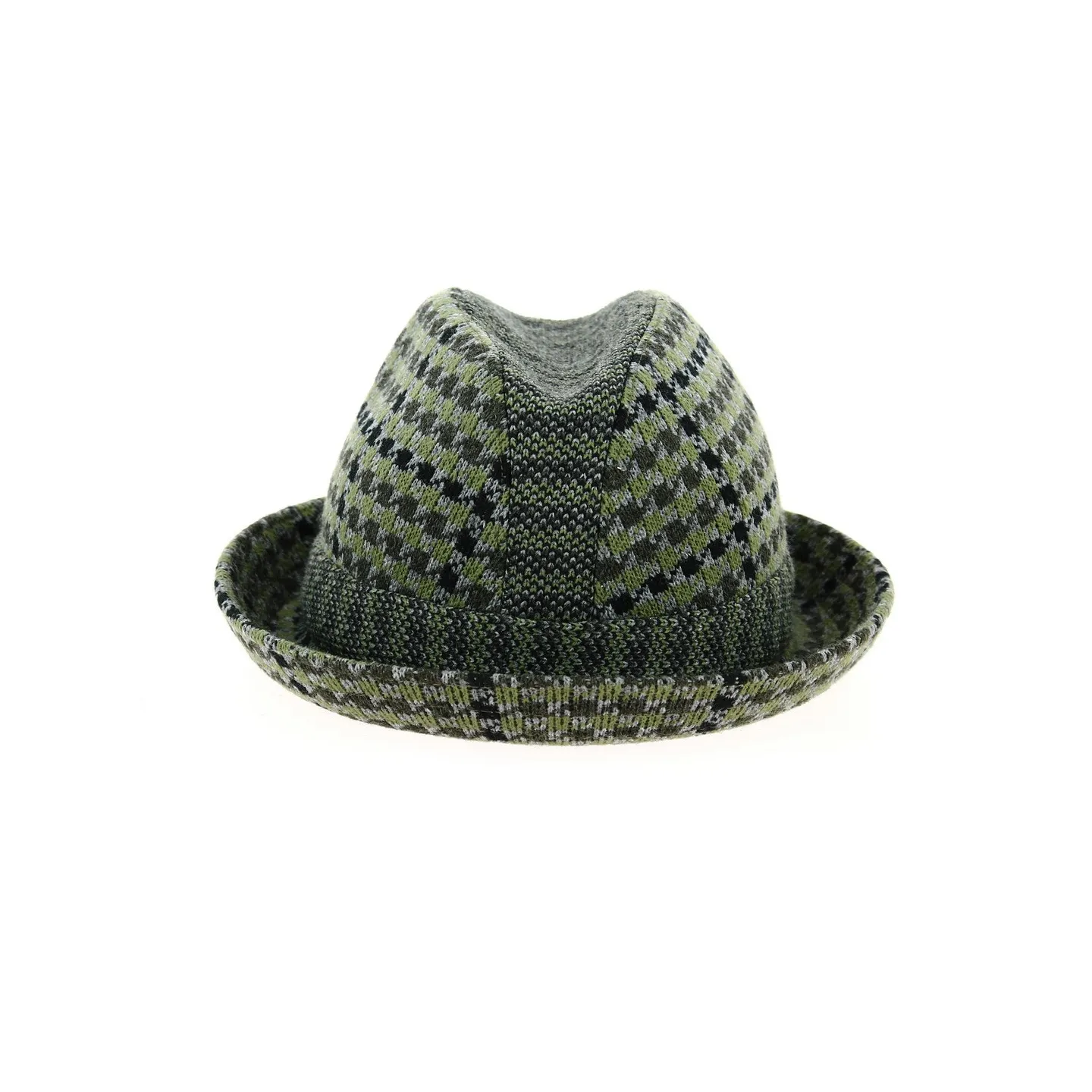 Chapeau Trilby Tweed Jacquard Vert - Kangol Reference : 13001 | Chapellerie Traclet