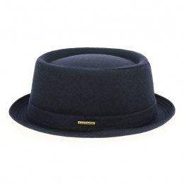 Chapeau PorkPie Berning Laine Vierge Marine - Stetson