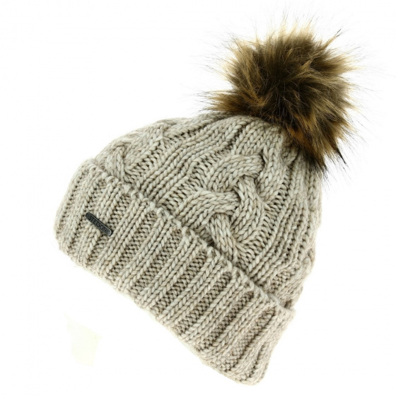 Chunky Knit Beanie Hat with Pompom - Stetson