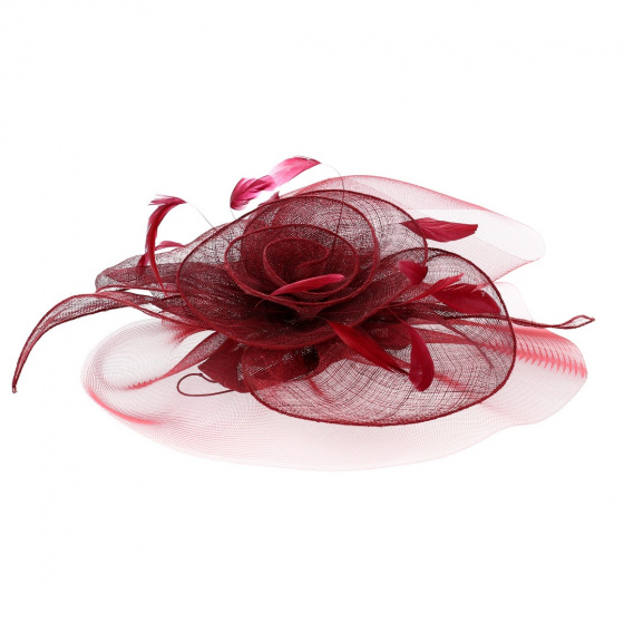 Burgundy Straw & Sisal Ceremony Hat Chaploir - Traclet