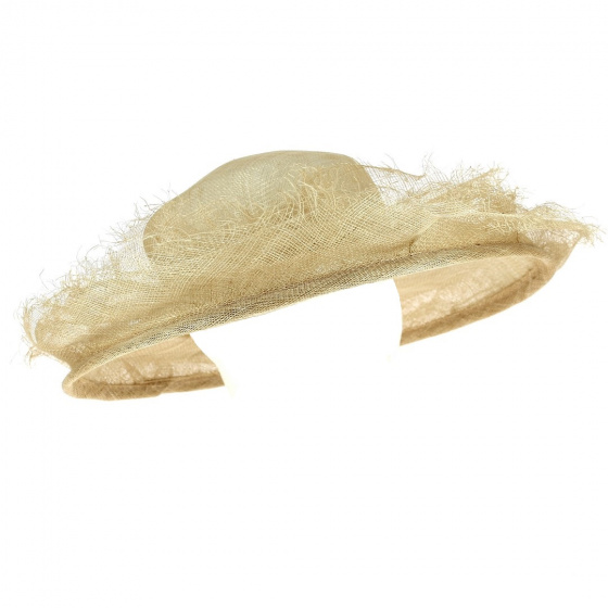 Clemence Beige Straw Ceremonial Wide-Brimmed Hat - Traclet