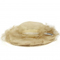 Clemence Beige Straw Ceremonial Wide-Brimmed Hat - Traclet