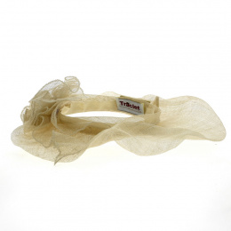Ecru Straw Brimmed Ceremony Hat Without Crown - Traclet