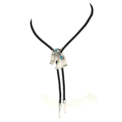 Bolo Tie Tête de Cheval Bleu & Argent Reference : 13153 | Chapellerie Traclet