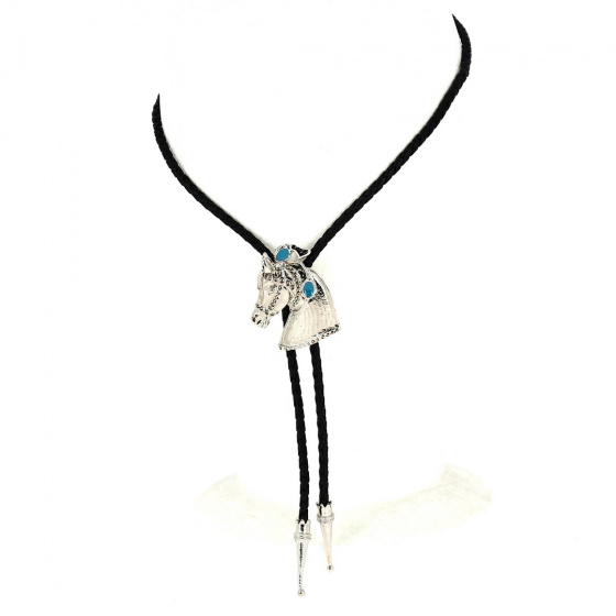 Blue & Silver Horse Head Bolo Tie