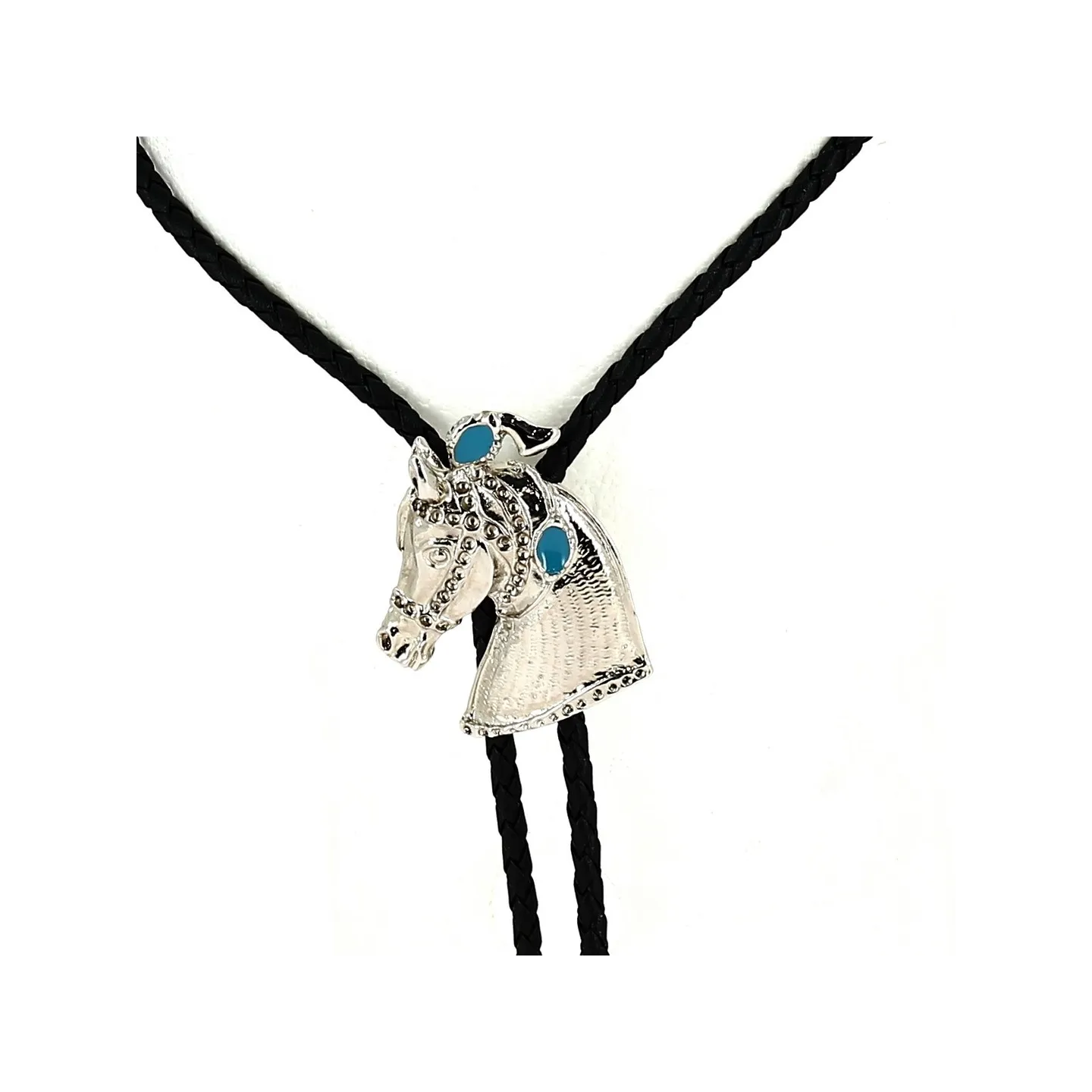 Bolo Tie Tête de Cheval Bleu & Argent Reference : 13153 | Chapellerie Traclet