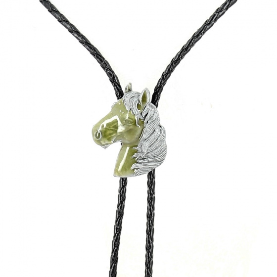 Bolo Tie Tête de Cheval Vert & Argent Bolo Tie Tête de Cheval Vert & Argent