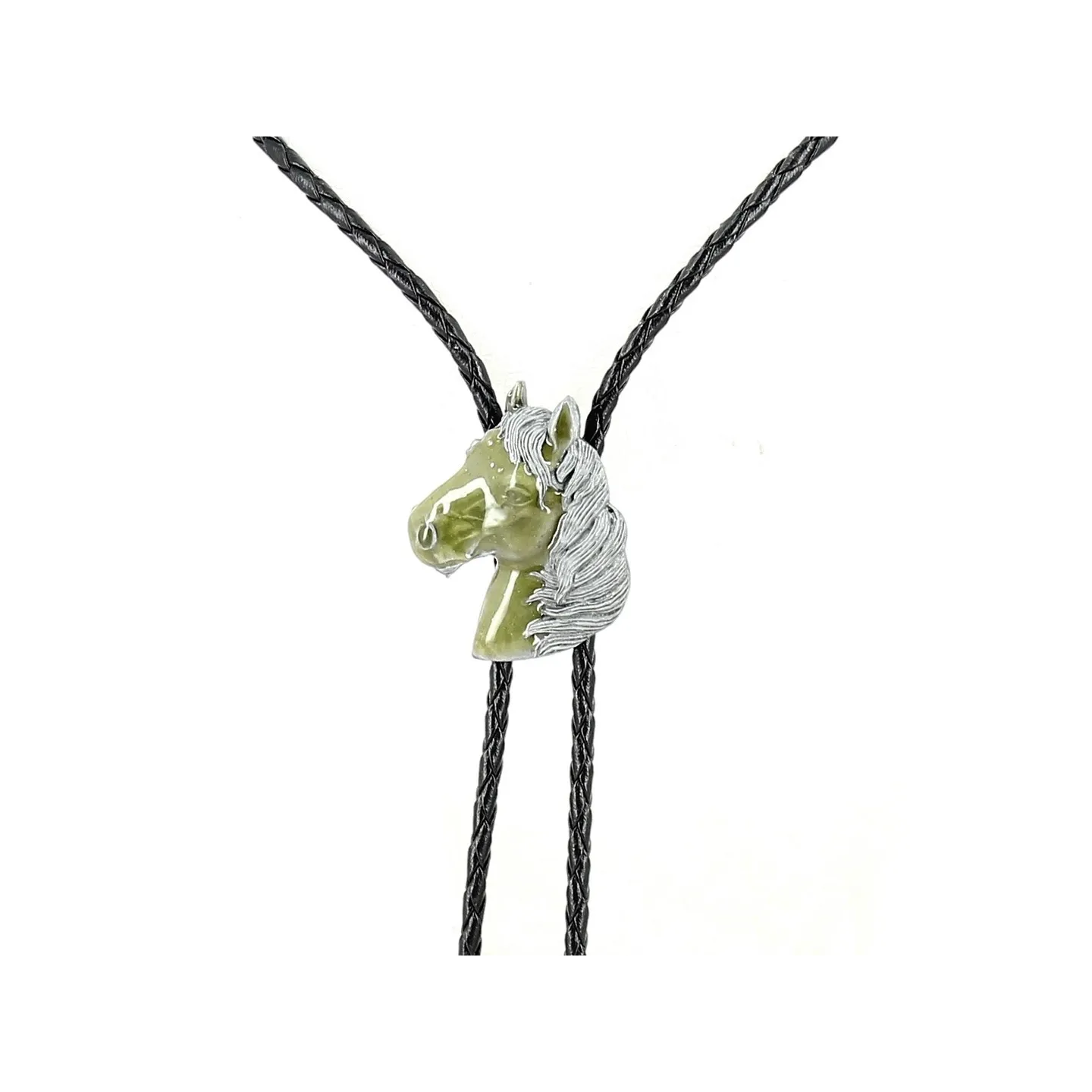 Bolo Tie Tête de Cheval Vert & Argent Reference : 13154 | Chapellerie Traclet