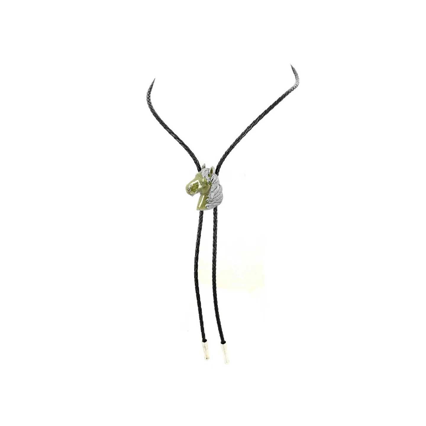 Green & Silver Horse Head Bolo Tie Reference: 13154 | Chapellerie Traclet
