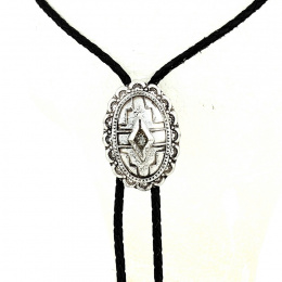 Silver Aztec Pattern Bolo Tie