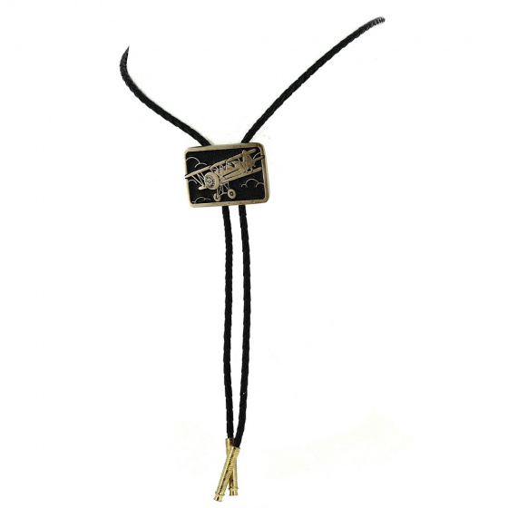 Golden Airplane Bolo Tie