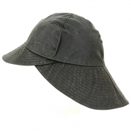 Brown Waxed Cotton Waterproof Cap - Torpedo