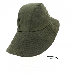Olive Waxed Cotton Waterproof Bucket Hat - Traclet