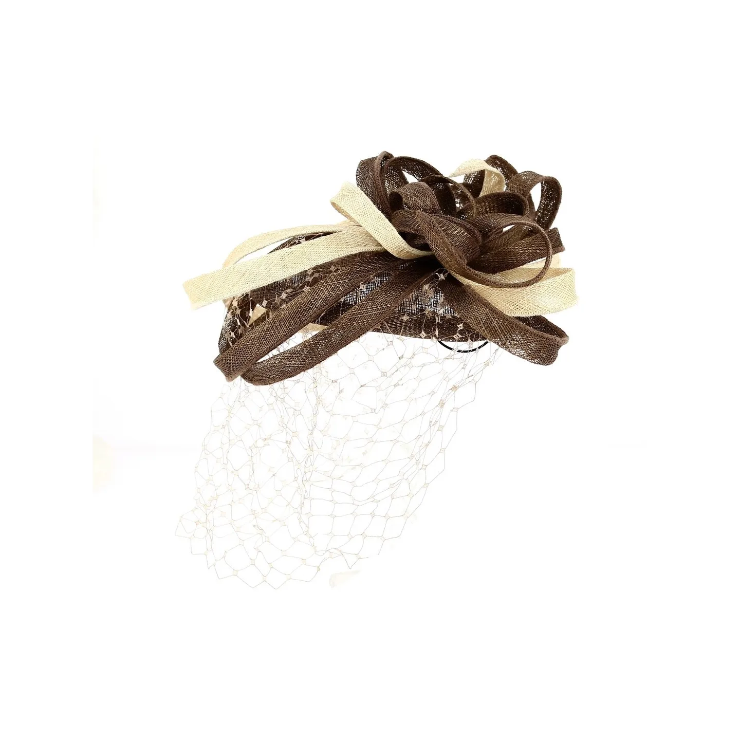 Beige & Brown Ceremony Hair Accessory - Traclet Reference: 13185 | Traclet Hat Shop