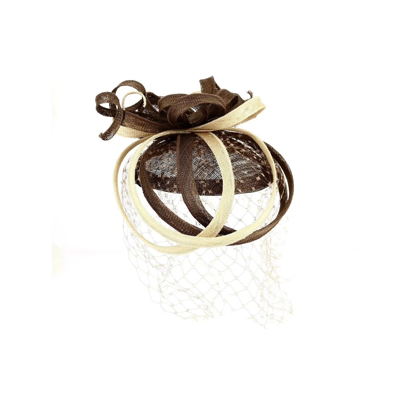 Beige & Brown Ceremony Hair Accessory - Traclet Reference: 13185 | Traclet Hat Shop