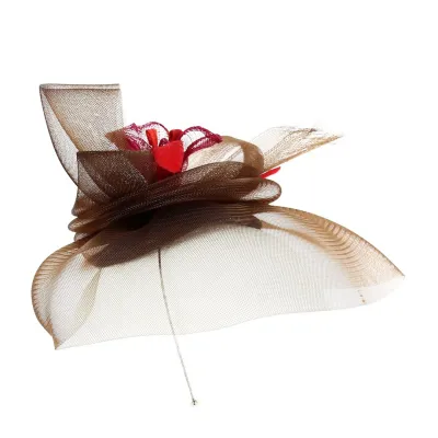 Brown & Pink Ceremonial Headband - Traclet Reference: 13216 | Chapellerie Traclet