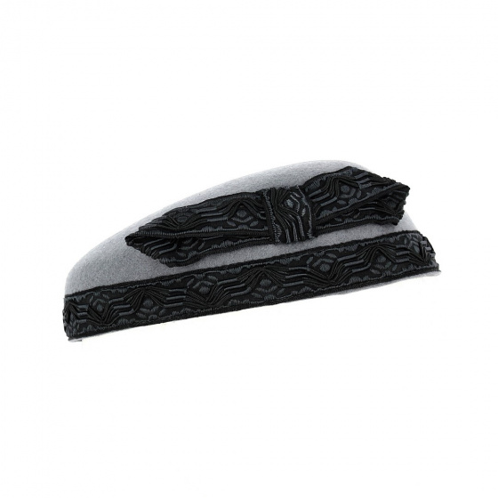 Grey & Black Felt Ceremonial Tambourine - Traclet
