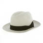 White & Brown Fur Felt Fedora Hat - Borsalino