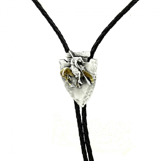 Silver Horseman Arrowhead Bolo Tie