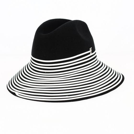 Chapeau Fedora Spirale Feutre Laine Noir - Fléchet