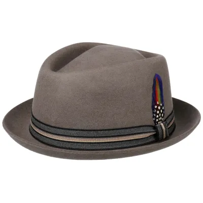 Beige Brown Garland Porkpie Hat - Stetson
