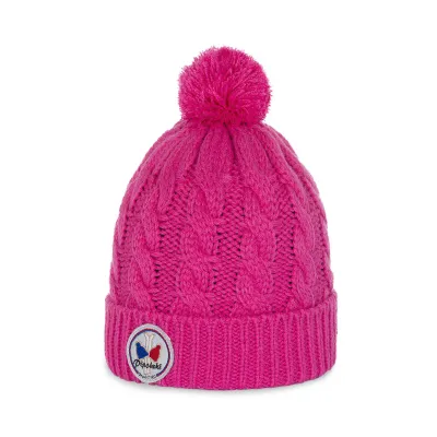 Bonnet Pompon Enfant Alpina Fushia - Pipolaki - Chapellerie Traclet Reference : 7211 | Chapellerie Traclet