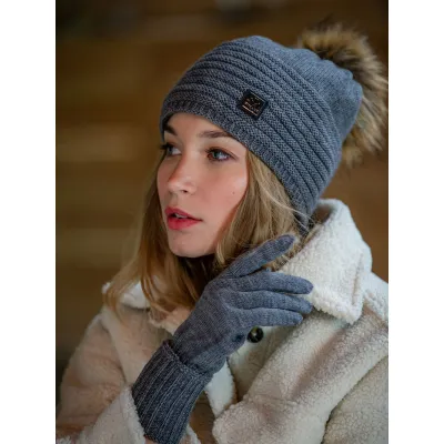 Bonnet à Pompon Jade Gris - Pipolaki Chapellerie Traclet