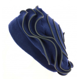 Women's Navy Jaipur Polar Fleece Beret made in France - Traclet