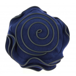 Women's Navy Jaipur Polar Fleece Beret made in France - Traclet