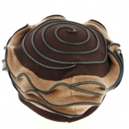 Women's Fleece Beret Lila Brown & Beige - Traclet