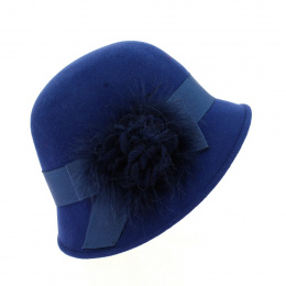 Chapeau Cloche feutre laine Maithe bleu marine - Traclet