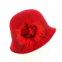 Red Maithe Wool Felt Cloche Hat - Traclet