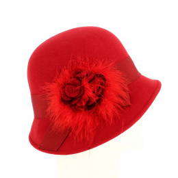 Red Maithe Wool Felt Cloche Hat - Traclet