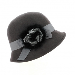 Wool Felt Cloche Hat Maithe Grey - Traclet