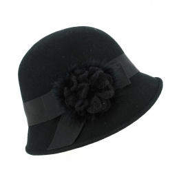 Hat Cloche felt wool Maithe black - Traclet