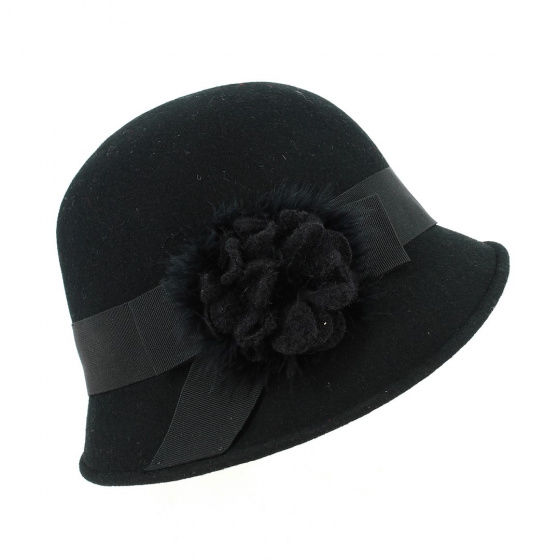 Hat Cloche felt wool Maithe black - Traclet