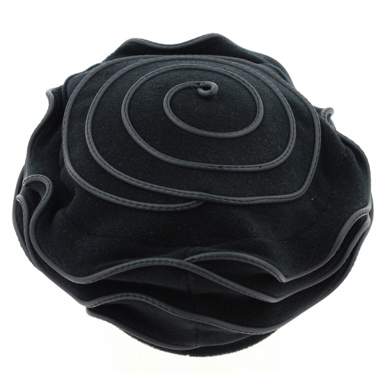 Women's Black Jaipur Polar Fleece Beret made in France - Traclet
