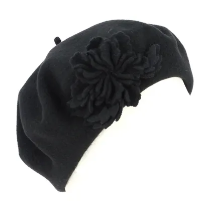 Béret Femme Louise Noir- Traclet  Reference : 13519 | Chapellerie Traclet