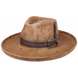 Chapeau Homburg Amish Feutre Laine Beige - Stetson